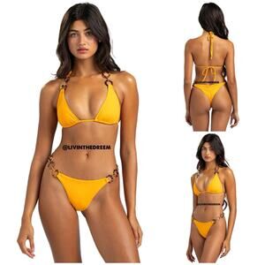 BEACH BUNNY Nadia Triangle Top XL Nadia Skimpy Bottom S - Orange $235